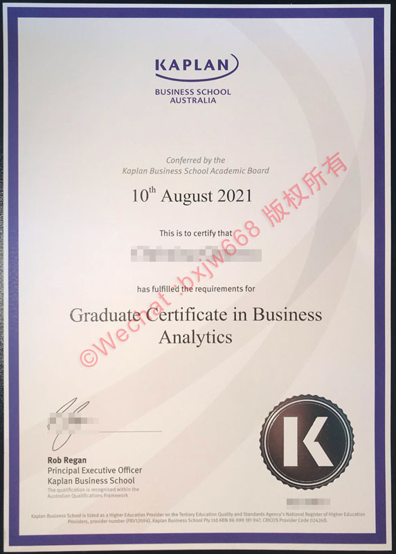 澳洲卡普兰商学院毕业证样本：Kaplan Business School学位证书高清实拍