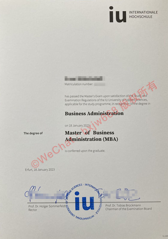 巴特洪内夫国际应用技术大学毕业证(IU International University of Applied Sciences diploma)