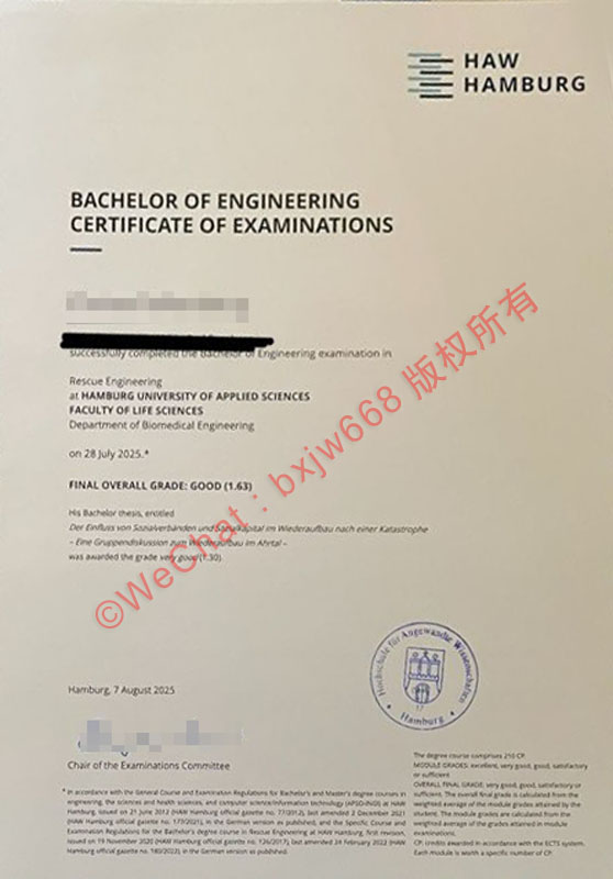 汉堡应用技术大学毕业证(HAW Hamburg diploma)