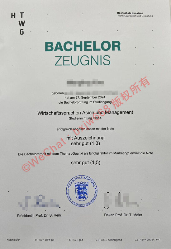康斯坦茨应用技术大学毕业证(Hochschule Konstanz diploma)