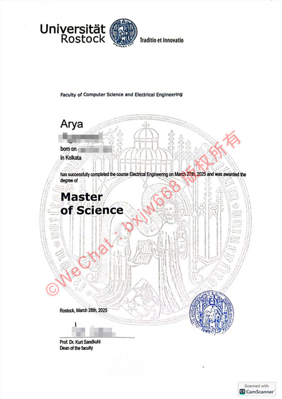 罗斯托克大学毕业证(Universität Rostock diploma)