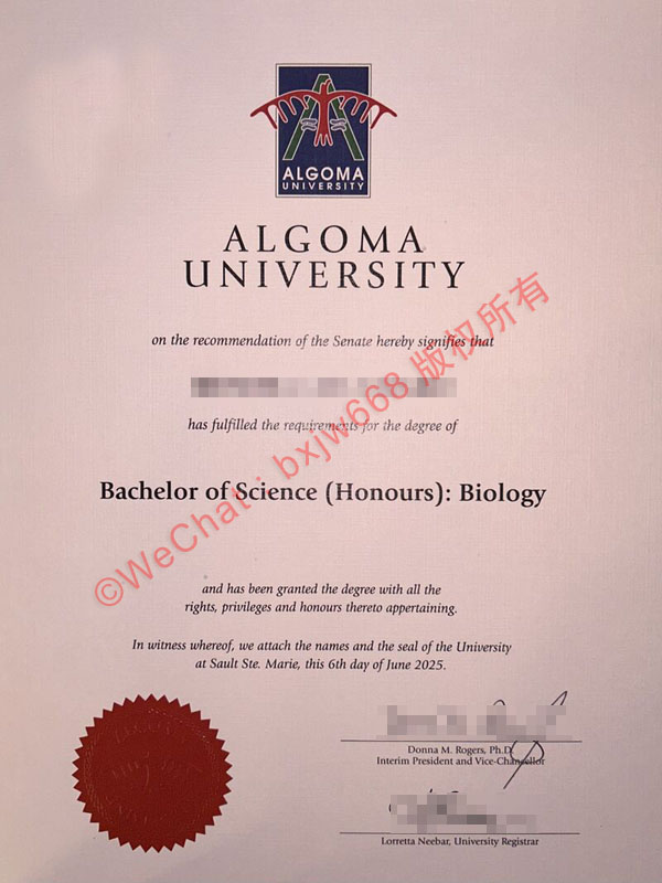 阿尔哥玛大学毕业证(Algoma University diploma)