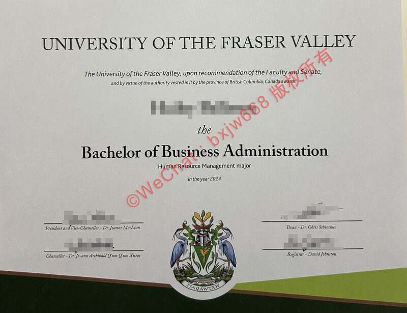 菲沙河谷大学毕业证(University of the Fraser Valley diploma)