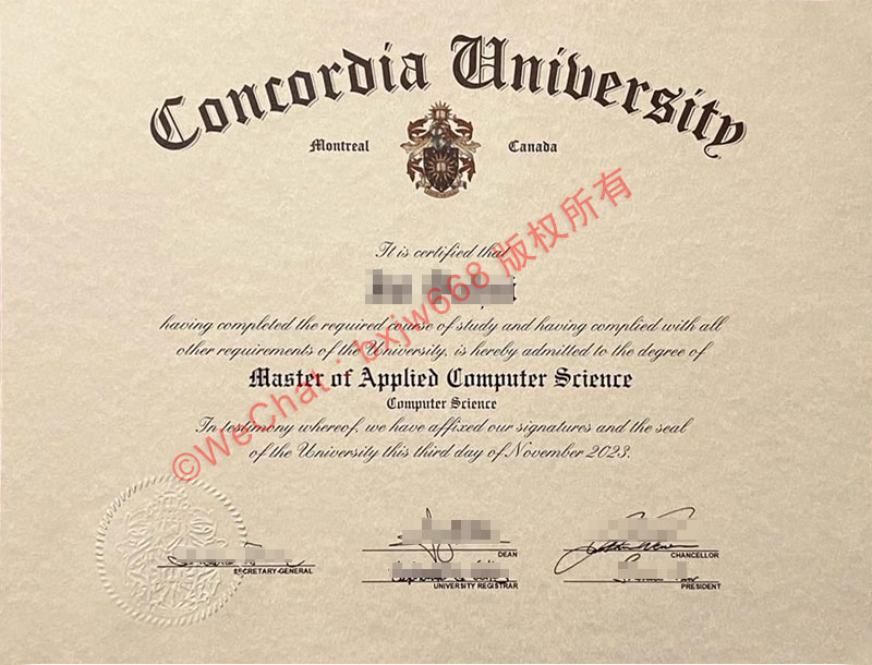 加拿大康考迪亚大学毕业证(Concordia University diploma)