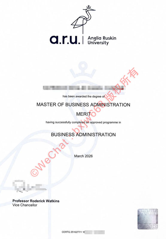 安格利亚鲁斯金大学毕业证(Anglia Ruskin University diploma)