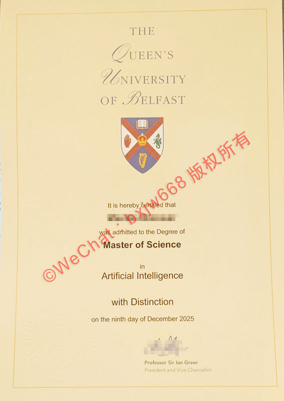 贝尔法斯特女王大学毕业证(Queen's University Belfast degree)