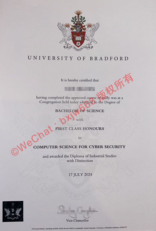 布拉德福德大学毕业证(University of Bradford diploma)