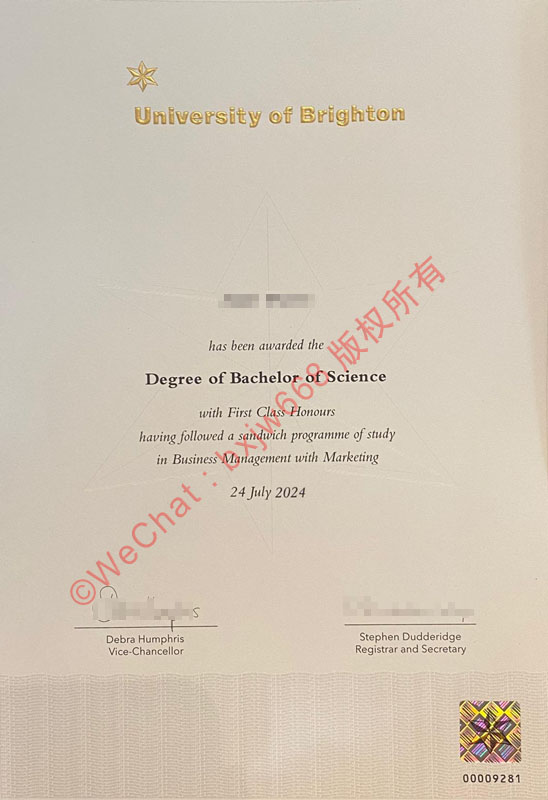 布莱顿大学毕业证（University of Brighton diploma）