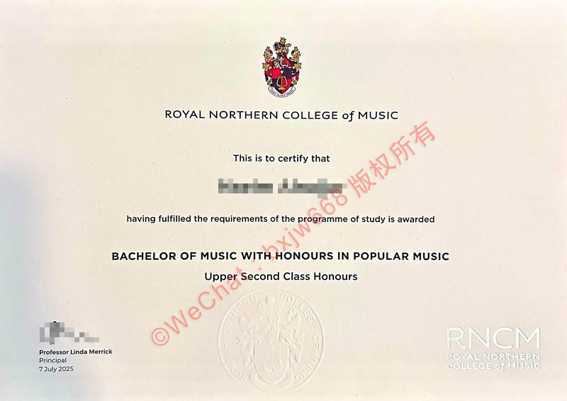 皇家北方音乐学院毕业证(Royal Northern College of Music diploma/Certificate of Degree)