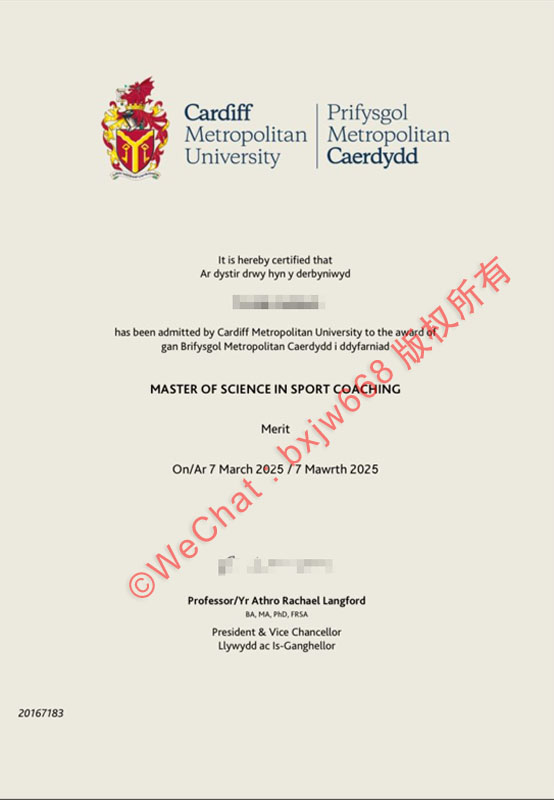 卡迪夫城市大学毕业证（Cardiff Metropolitan University diploma）