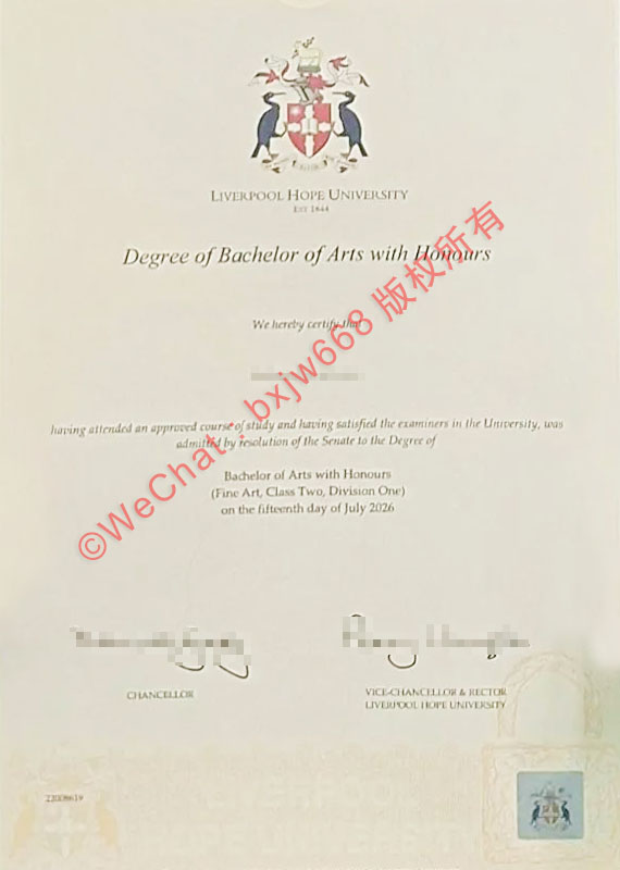 利物浦霍普大学毕业证(Liverpool Hope University diploma / Certificate of Degree)