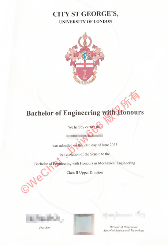 伦敦大学城市圣乔治学院毕业证(City St George's, University of London diploma / Certificate of Degree)