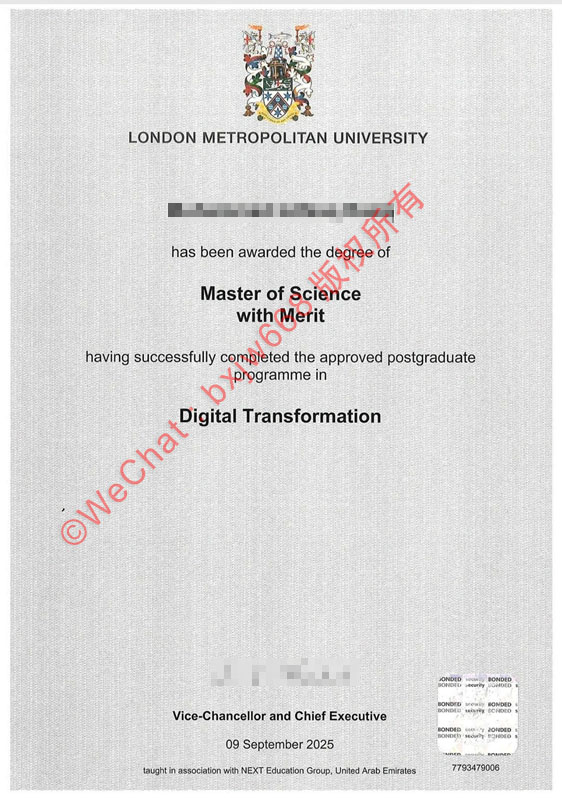 伦敦城市大学毕业证(London Metropolitan University diploma / Certificate of Degree)