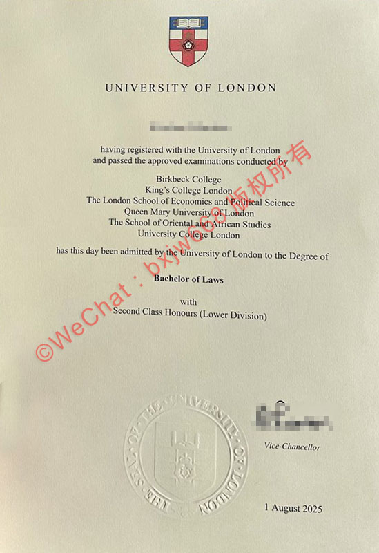 伦敦大学伯贝克学院毕业证(Birkbeck College, University of London diploma / Certificate of Degree)