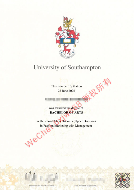 南安普顿大学毕业证(University of Southampton diploma / Certificate of Degree)