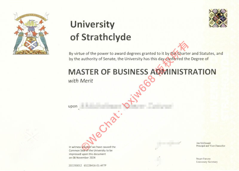 斯特拉斯克莱德大学学位证(University of Strathclyde diploma/Certificate of Degree)