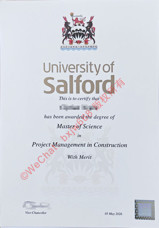 索尔福德大学毕业证(University of Salford diploma/Certificate of Degree)