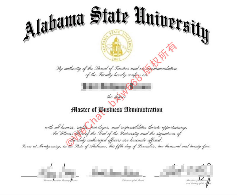 阿拉巴马州立大学毕业证(Alabama State University diploma/Certificate of Degree)