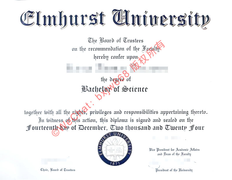 埃尔姆赫斯特大学毕业证(Elmhurst University diploma / Certificate of Degree)全新版面防伪工艺与留服认证细则