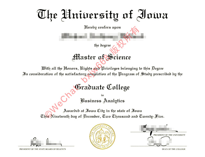 爱荷华大学毕业证(The University of Iowa diploma/Certificate of Degree)视觉防伪设计、学籍真伪查询及留服中心认证教程