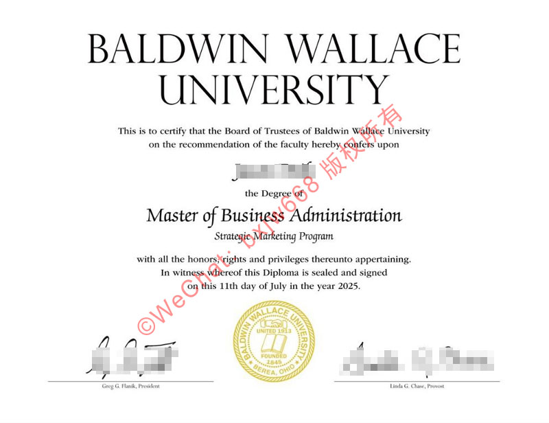 鲍德温华莱士大学毕业证(Baldwin Wallace University diploma / Certificate of Degree)战略营销MBA职场赋能与中留服核验合规绿道