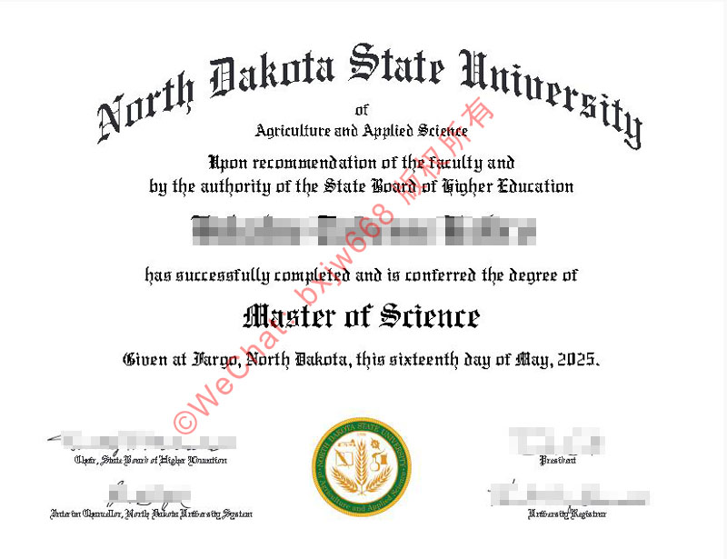 北达科他州立大学毕业证(North Dakota State University diploma / Certificate of Degree)理学硕士学术底牌与中留服学历复核通途