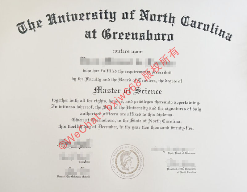 北卡罗来纳大学格林斯伯勒分校毕业证(The University of North Carolina at Greensboro diploma / Certificate of Degree)全特征