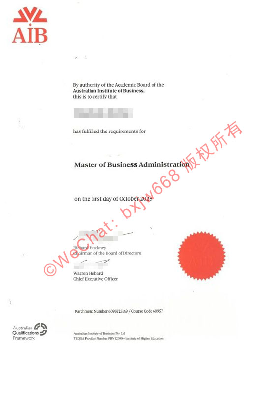 澳洲商学院毕业证(Australian Institute of Business diploma/Certificate of Degree)