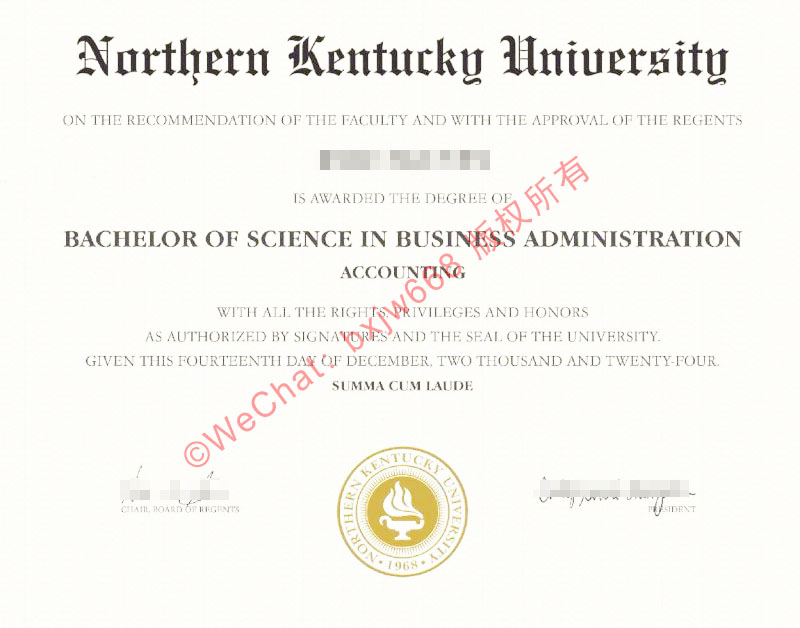 揭秘北肯塔基大学毕业证(Northern Kentucky University Diploma / Certificate ofr Degree)防伪细节:NKU商科留服认证全流程