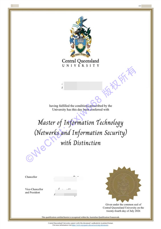 中央昆士兰大学毕业证(CQU Diploma / Certificate of Degree)独家工艺与留服认证