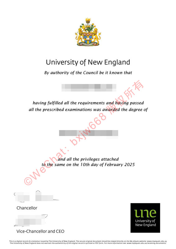 新英格兰大学毕业证(University of New England diploma/Certificate of Degree)视觉排版元素