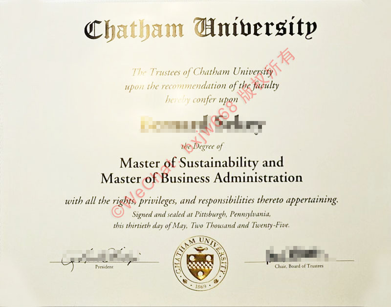 查塔姆大学毕业证(Chatham University Diploma / Degree Certificate)全设计美学、双学位含金量