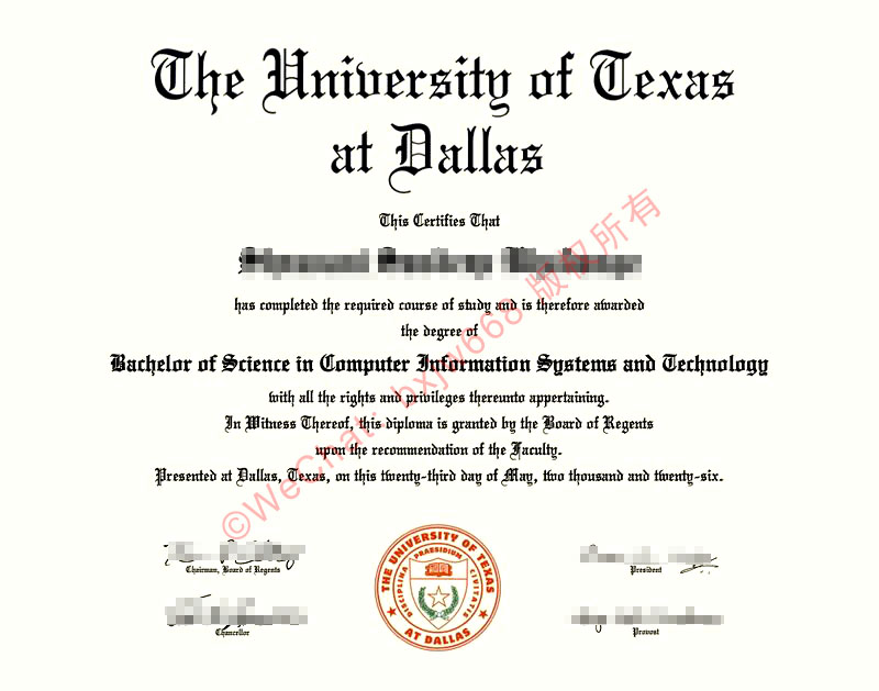 德克萨斯大学达拉斯分校毕业证(UTD Diploma / Degree Certificate)科技巨头基因到数字化文凭验证