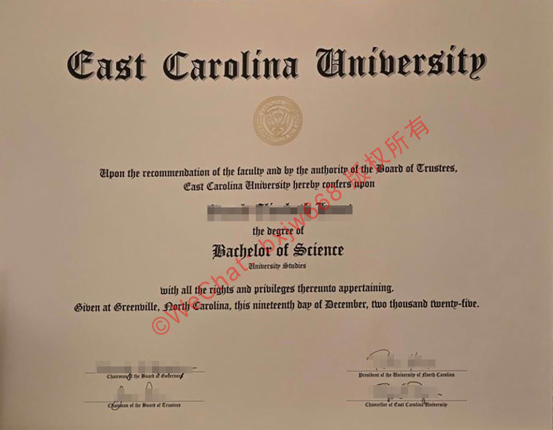 东卡罗来纳大学毕业证（East Carolina University Diploma / Degree Certificate）轴心校徽布局与数字加密核验