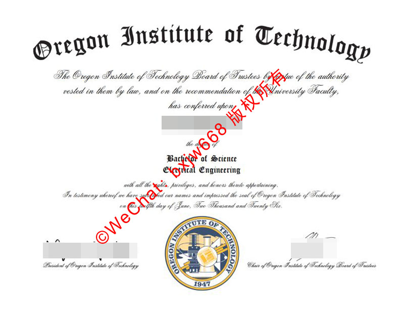 俄勒冈理工学院毕业证(Oregon Institute of Technology Diploma / Degree Certificate) 真实性核验