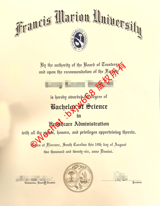 弗朗西斯马里恩大学毕业证(Francis Marion University Diploma / Degree Certificate)排版设计与防伪特征