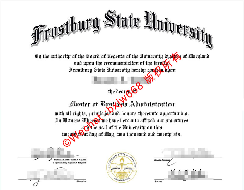 弗罗斯特堡州立大学毕业证(Frostburg State University Diploma / Degree Certificate)